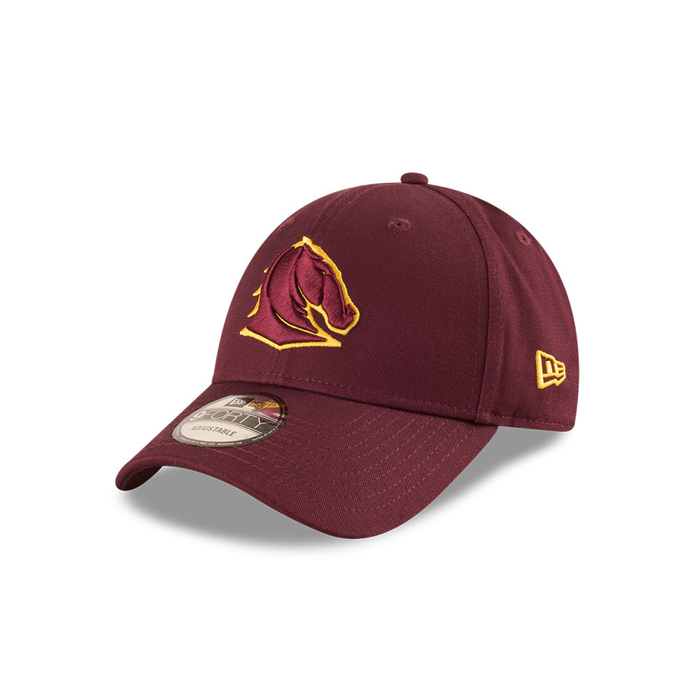 Brisbane Broncos Youth Hat - NRL 2025 Badged Maroon OTC 9Forty Kids Strapback Cap - New Era